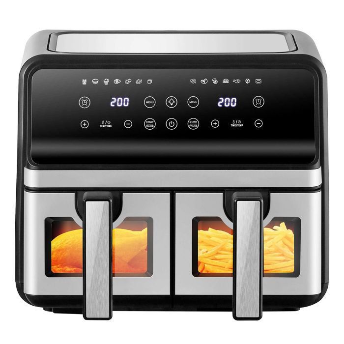 Friteuse Sans Huile 10L 2400W Double Cuisson 8 Programmes Friteuse à air Airfryer Familiale Haute Performance - Bleosan