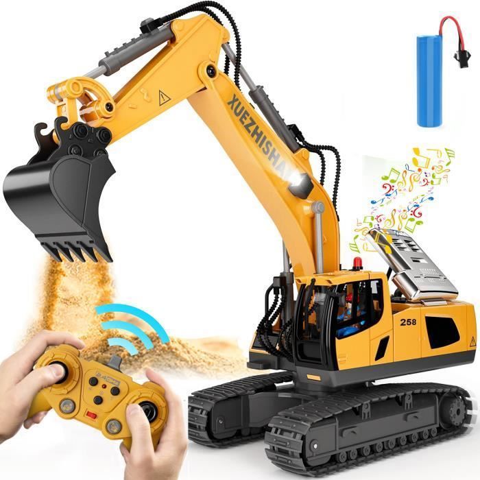 Pelleteuse Télécommandée 1:20 Mini Pelle Hydraulique Rechargeable Avec Lumière Son - Jouet Enfant