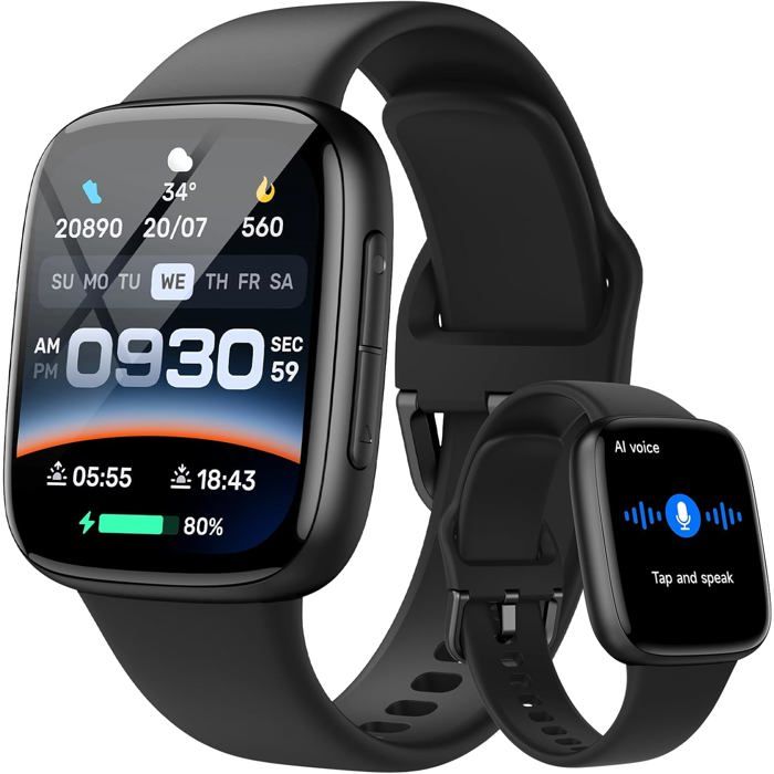 Montre Connectée Homme 1.85 Amoled 3Atm Etanche Smartwatch Femme Avec Appel Voix De LIa Pour Samsung Iphone Android Monit[S78]