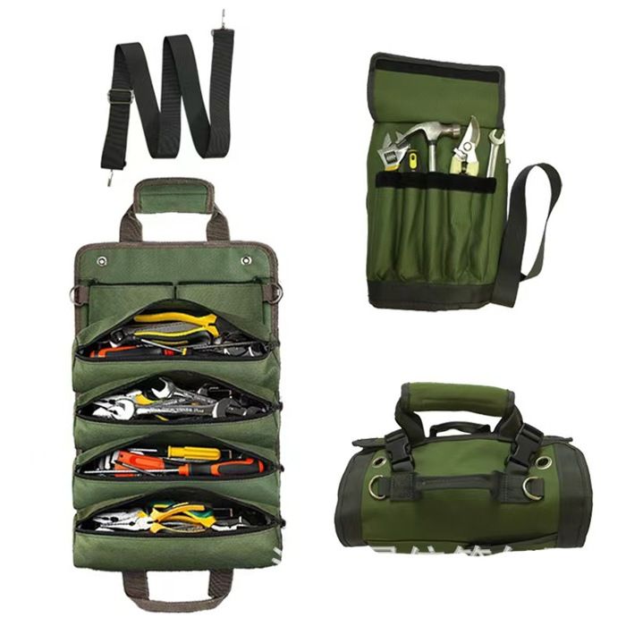 Sac à outils enroulable rangement doutils souple et portable robuste UUP organiseur pliable et vide avec 2 petites pochettes