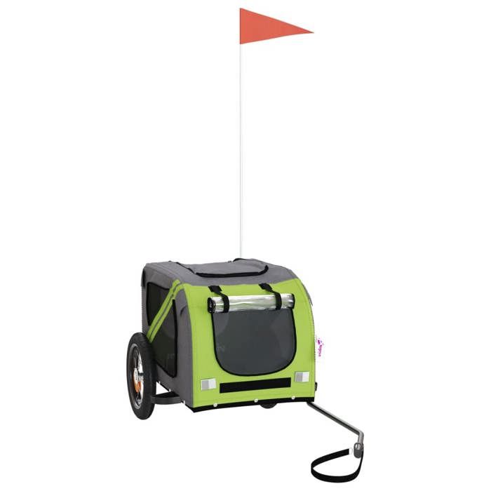 Remorque de vélo pour animaux - vidaXL - Vert et gris - 125x63x66 cm - Cabine 70x50x50 cm - Charge max 45 kg