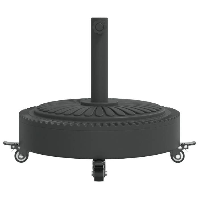 Base de parasol avec roues - WIENS - Ø38/48 mm - 27 kg - Rond - Noir - 45x41 cm - PE et béton - 4 roues verrouillables