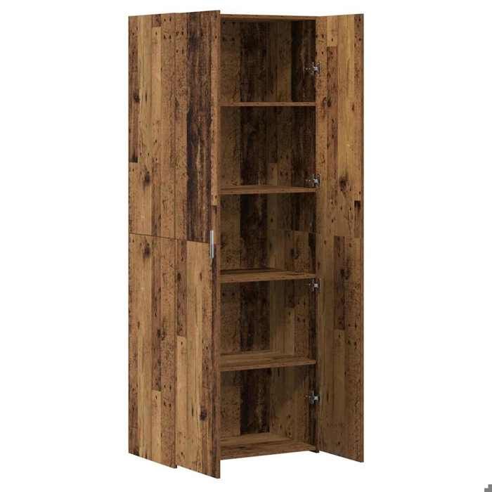 Armoire haute en bois ancien - KALISSE - 70x425x185 cm - 2 portes - Grand espace de stockage - Aspect bois - Marron