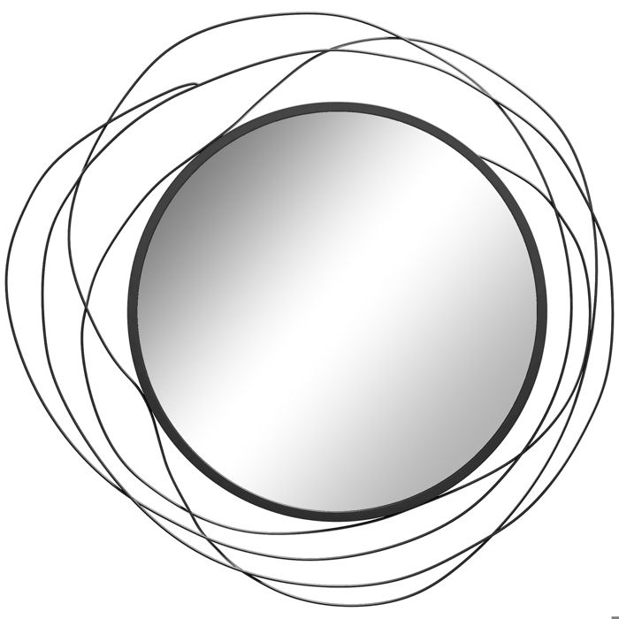 Miroir rond HOMCOM en métal filaire noir décoration style moderne diamètre Φ65 cm
