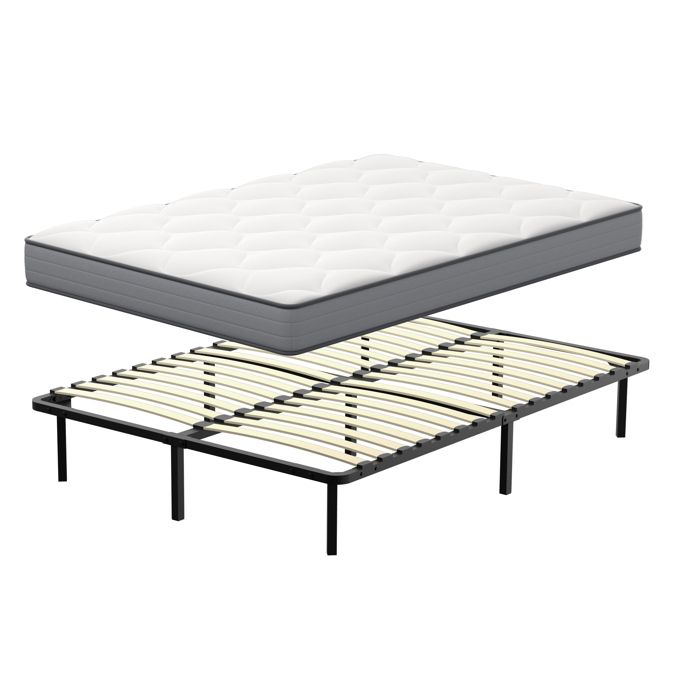 Matelas Ressorts et sommier 160x200 Ensemble Matelas à mémoire de Forme et Ressorts+Sommiers 6 Pieds 1x16 Lattes 160x120x20