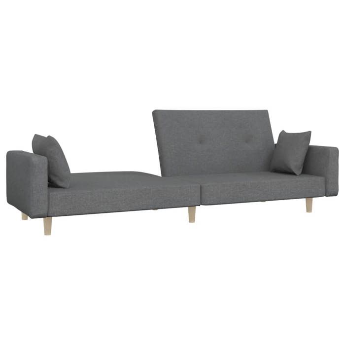 Canapé-lit convertible 2 places - SOLOMOON - Gris clair - 220x84 5x69 cm - 220x100x52 cm en mode lit - Tissu polyester