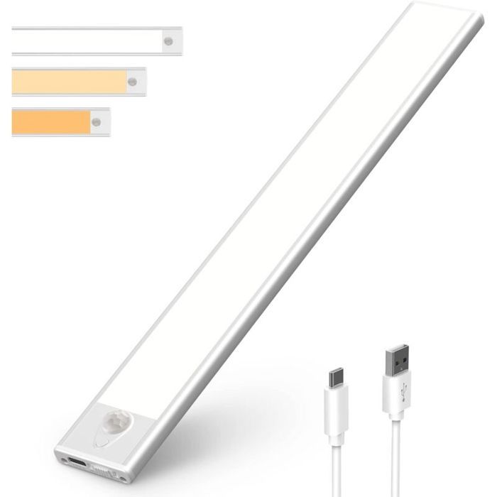 Lampe dArmoire 50 LEDs Rechargeable USB Sans Fil LED Lampe de Placard à Détecteur de Mouvement Éclairage à LED étude de Cuisine