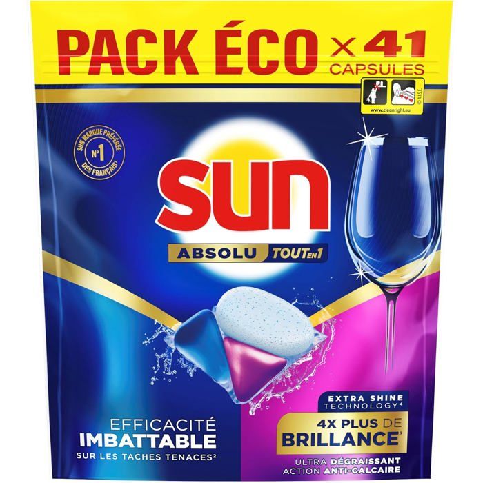 Pastille R210 Pastilles tout-en-1 Absolu Brillance, 41 lavages, anti-taches tenaces ...