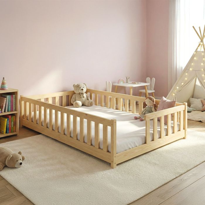 Lit au sol Petits-meubles - Théa - 208 x 127 x 45cm - Bois Lit au sol Petits-meubles - Théa - 208 x 127 x 45cm - Bois