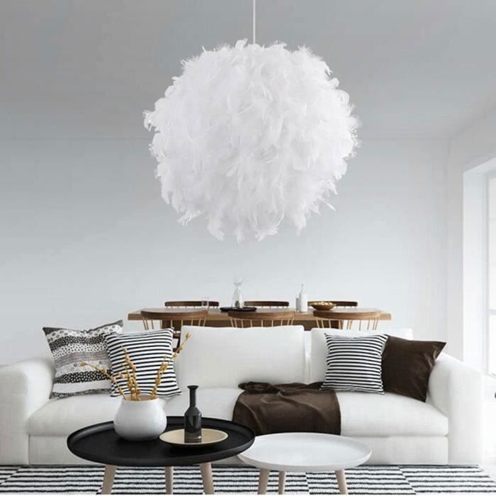 Lustre suspendu 40w - Aueq - diamètre 40cm design scandinave et bohème pour chambre à coucher et salon lustre suspendu en plumes b