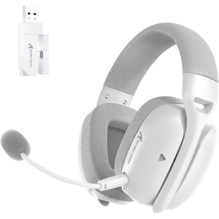 Casque Gaming Sans Fil Double Microphone Réglable Son Surround 3D Léger Avec 20Ms Latence Ultra-Faible Drivers 40MmBlanc
