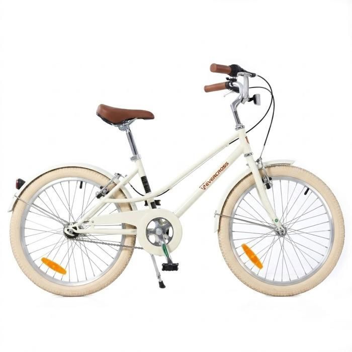Vélo de Ville Enfant 20 Pouces EVERCROSS TECH - Cadre Acier Robuste Portée Max 75kg - EM2 Couleur Blanc