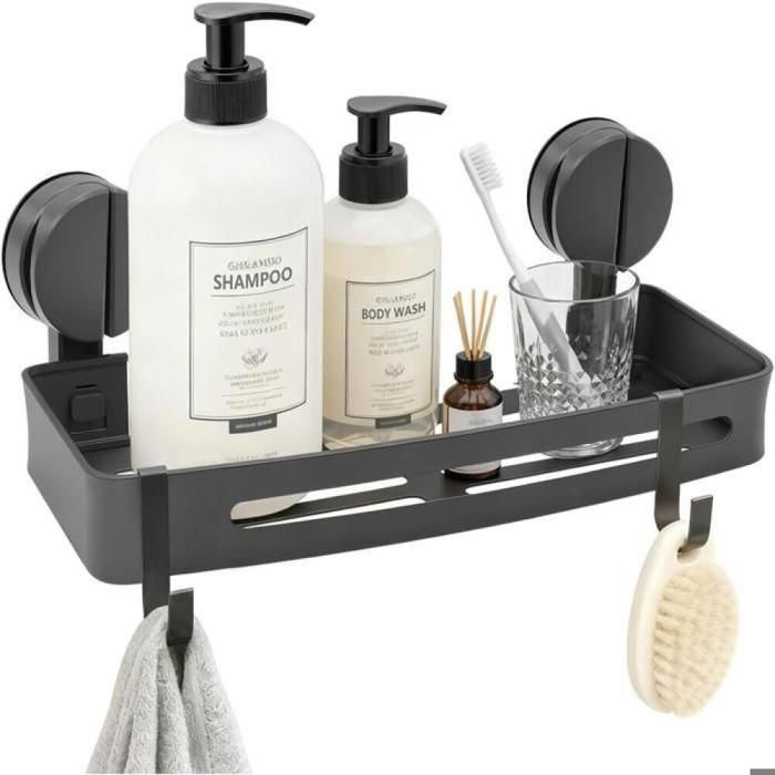 Support douche ventouse - Étagère salle de bain sans perçage - Gris