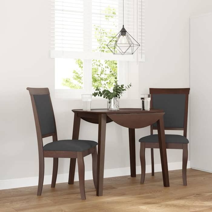 Chaises à Manger Coussins 2 pcs Marron et Noir 50 x 55 x 95 5 cm en similicuir et bois dhévéa avec dossier ergonomique 81086