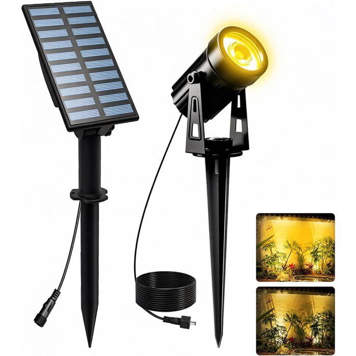 Spot Solaire Extérieur Lumière Solaire Extérieure Puissante Étanche Ip65 Lampe Solaire Exterieur Jardin Auto On/Off Pour Jardin A