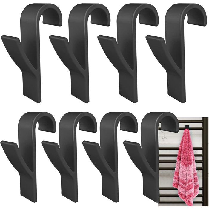Lot de 8 crochets porte-serviettes pour radiateur amovibles noirs tubes jusquà 25 cm