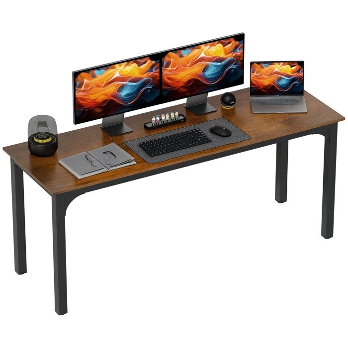 Schreibtisch Computertisch Rustikales Design Viel Platz Spanplatte Braun