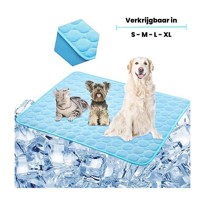 Tapis rafraîchissant pour chien et chat - LEESHEN - 100 x 70 cm - Bleu - Tissu fibreux - Léger - Respirant - Pliable