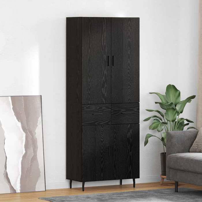 Moderne Lot de 2 Armoires Hautes pratique - Chêne noir - 69 5x34x180 cm - Enfilade Meuble haut @FR7313
