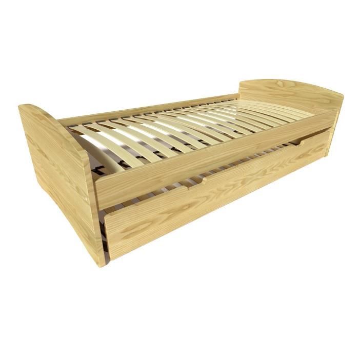 Lit gigogne - ABC MEUBLES - Happy - 90x200 cm - Bois massif - 2 places Lit gigogne - ABC MEUBLES - Happy - 90x200 cm - Bois massif - 2 places