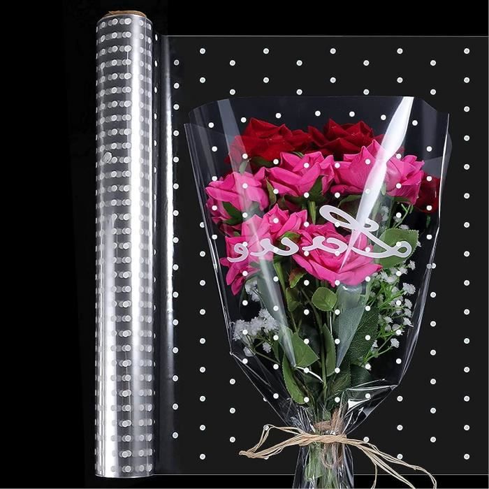 Rouleau de Papier Cellophane Transparent 40cm x 30m, Papier Cadeau Transparent Papier Transparent Emballage Papier Fleuriste