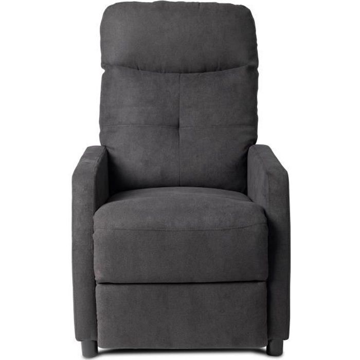 fauteuil inclinable de massage et chauffant, fauteuil de relaxation, tissu - 90 x 63.5 x 102cm - gris foncé