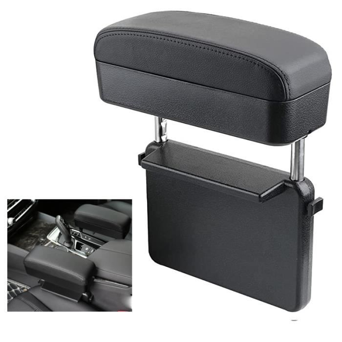 Coussin Daccoudoir de Voiture Accoudoir de console centrale réglable en cuir PU universel - Noir
