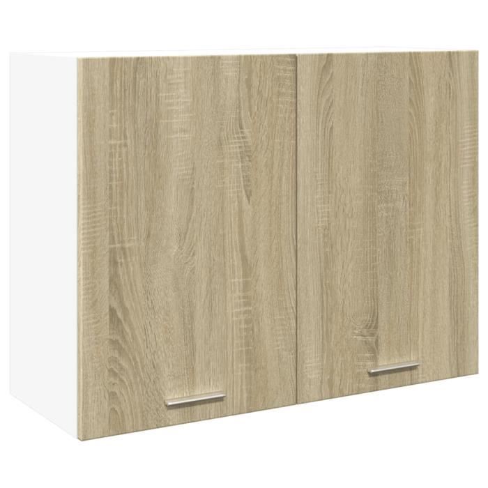 Armoire suspendue - ASHATA - Chêne sonoma - 80x31x60 cm - Bois dingénierie - Contemporain