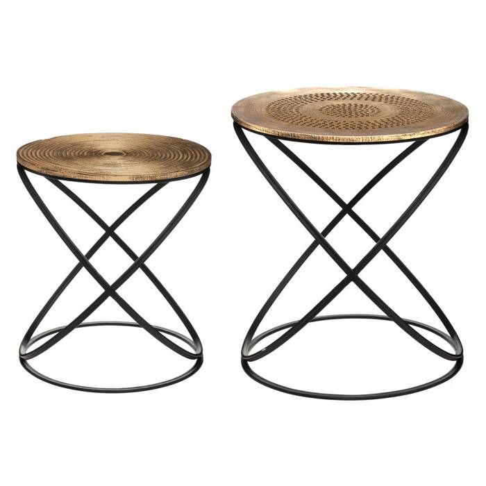 Lot de 2 tables gigognes Etnik cuivre D34/40cm - Atmosphera Créateur dintérieur