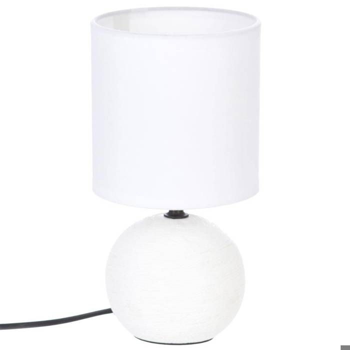 Lampe céramique Timéo blanc strié H25cm - Atmosphera Créateur dintérieur