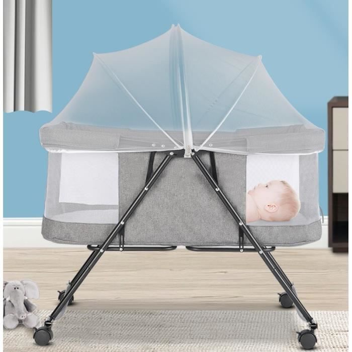 Dianwaa Lit Bebe Lit De Voyage Gris Avec Moustiquaire Et Roue Universelle Cdiscount Puericulture Eveil Bebe