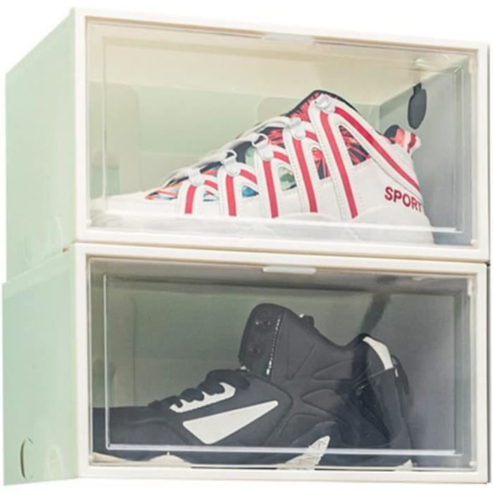 Boîte à Chaussures Transparente Pliable - 3 étages Empilables - Pour Jusqu'à Taille 46 - Rangement Placard Gain De Place - 5