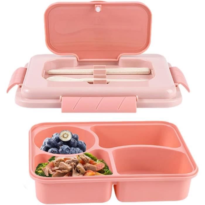 Lot De 6 Boîtes à Déjeuner Plates Compartimentées - Rose - 2 Grandes + 4 Petites - Enfants & Adultes Sans BPA