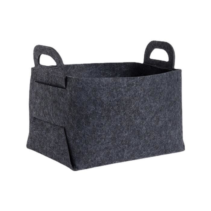 Lot De 2 Paniers De Rangement En Feutre Avec Poignées - 30x24x20 Cm, Noir Et Gris, Organisateurs Pratiques Et Esthétiques