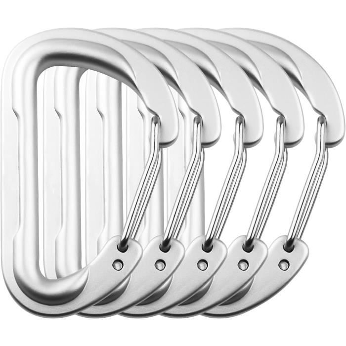 Lot De 6 Mousquetons Porte-clés – Aluminium – Argent – Neuf (sans Boîte)