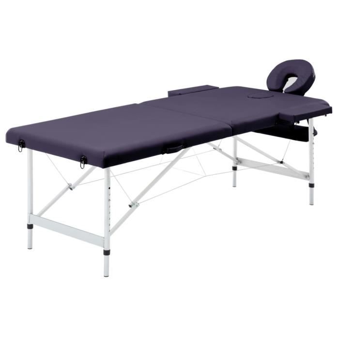 table de massage pliable lit de massage banc canape therapie cosmetique portable professionnel shiatsu reiki 2 zones alu