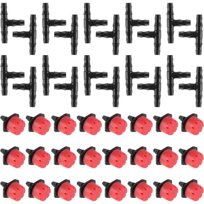 Lot De 100 Raccords En T Coudés Pour Arrosage Goutte à Goutte 1/4" - Universels, En Plastique Noir, Pour Tuyaux 4/7 Mm