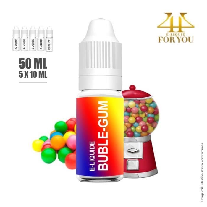 elfbar nachfüll pod läuft aus E-liquide pas cher - 50 ML saveur BUBBLE GUM avec 6MG de nicotine - Marque  4U - (5 fioles de 10ML)