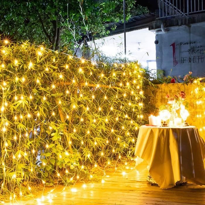 guirlande lumineuse solaire d'extérieur - 3 m x 2 m - étanche - pour jardin, fête, mariage, cour, décoration murale (l)