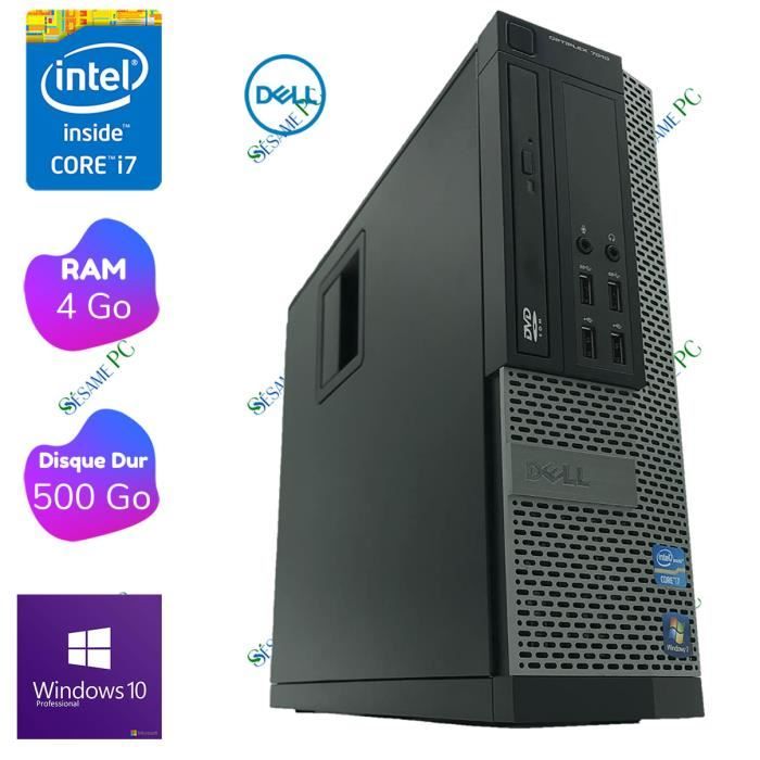 DELL Optiplex 7010 - Intel Core i7 3770 3.40 GHz - RAM 4 Go - 500Go HDD - DVD-R - Windows 10 Pro Reconditionné - Dell reconditionné disponible sur Cdiscount Seconde Vie