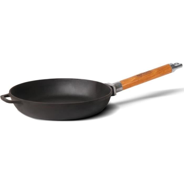 Poêle avec poignée en bois 24 cm, Fonte noir mat - Staub