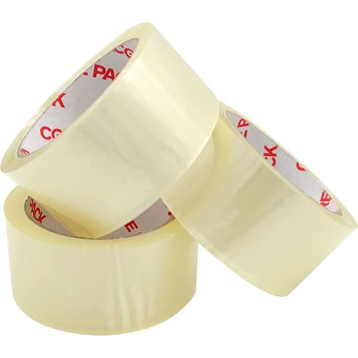 Lot de 3 rouleaux de ruban adhésif transparent robuste 48 mm x 66 m ...
