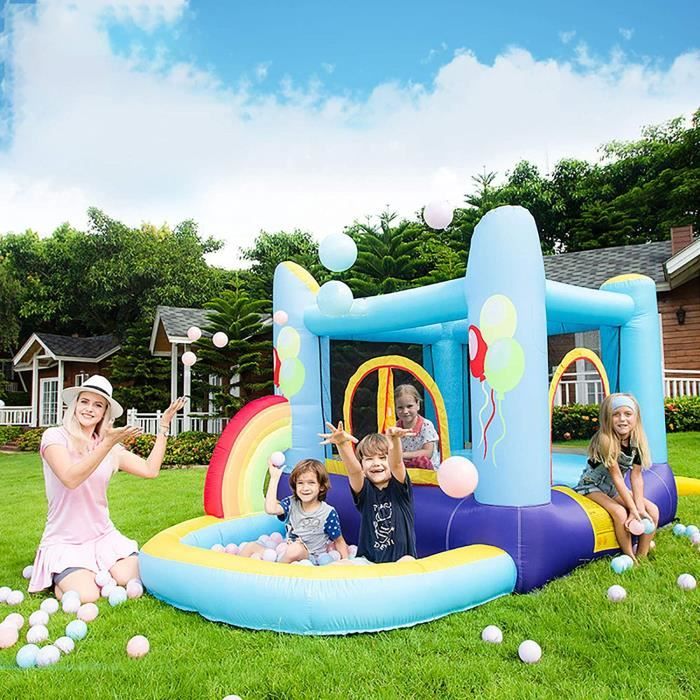 Château Gonflable BALLSEA Avec Toboggan - Maison De Jeu Intérieur/extérieur Enfants 3-8 Ans - 312x272cm