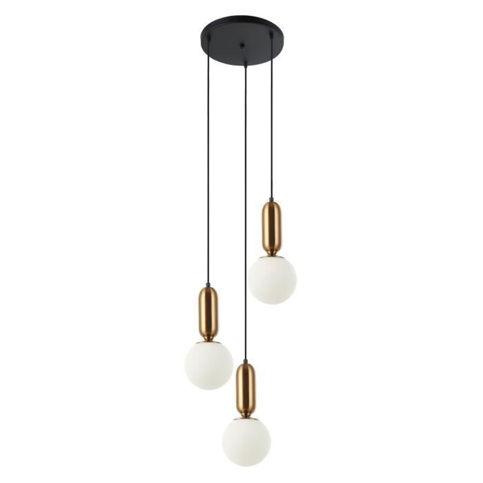 Plafonnier suspendu - ITALUX - Aldeva - 3 lumières - Blanc - Verre - E27