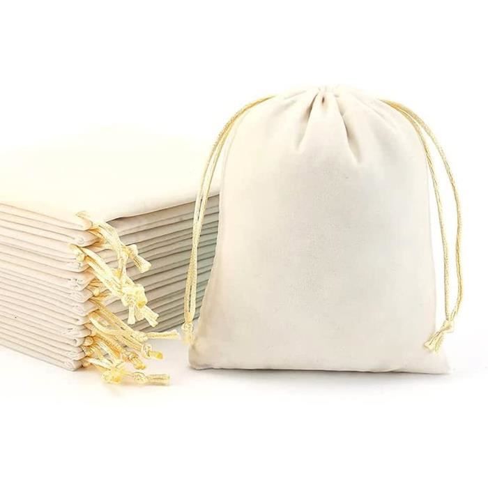 30 Pochettes à Bijoux En Toile De Jute Avec Cordon - Sacs Cadeaux Naturels Pour Mariage, Bonbons, Perles