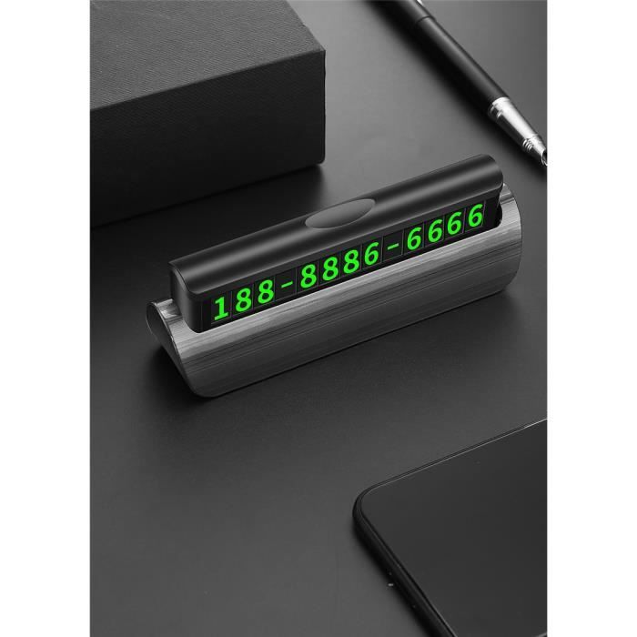 Plaque De Stationnement Temporaire Avec Numéro De Téléphone - Aluminium Noir - 10,6x3 Cm - Pour Tableau De Bord - 9