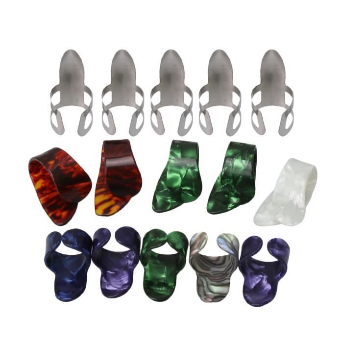 SODIAL Ensemble 1 pick de pouce 3 picks des doigts Picks Des doigts Guitare Mediator R