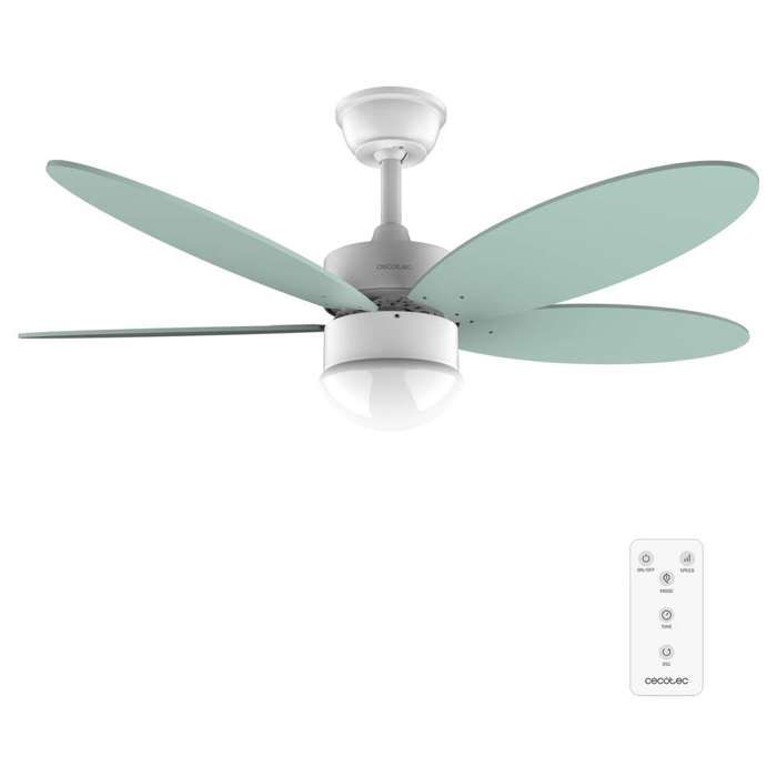 Cecotec Ventilateur de Plafond avec Lumière EnergySilence Aero 4260 Menthe: 40 W Moteur DC Diamètre 42 avec 5 Pales Réversibles - Cecotec