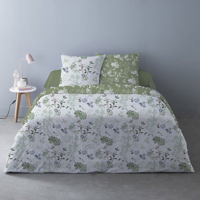 Housse de couette 240x220 Hana vert + 2 taies Housse de couette 240x220 Hana vert + 2 taies