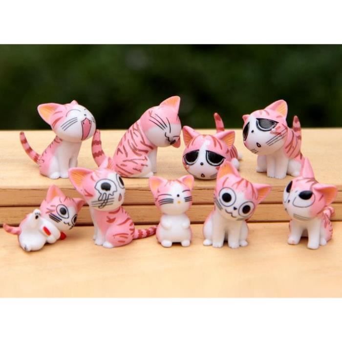 Lot De 9 Figurines De Chat Miniatures En PVC - Décoration Pour Tableau De Bord Voiture, écran PC, Intérieur - 5